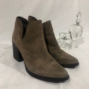 Brown Suede Booties With Side Cut Out